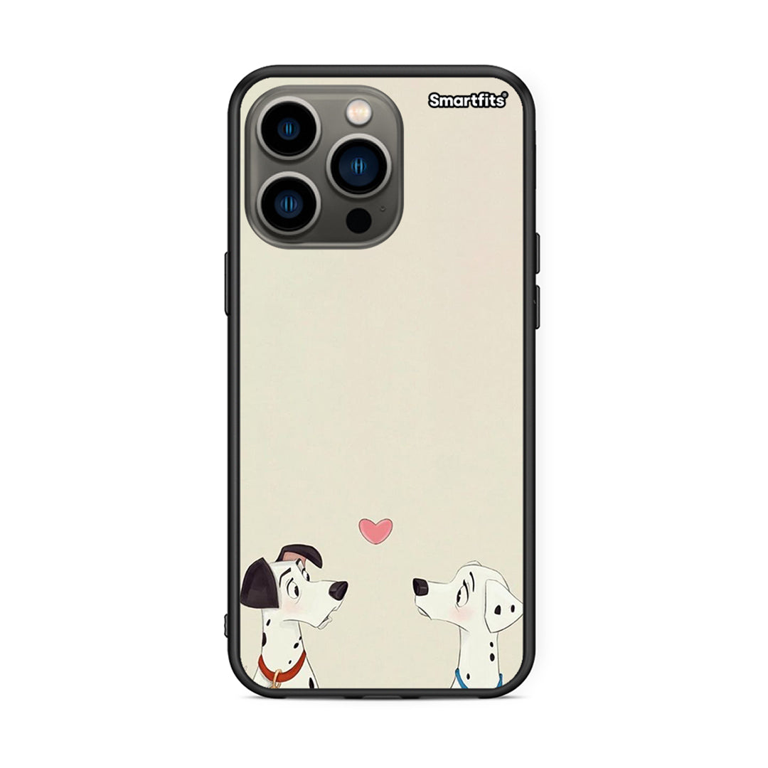 iPhone 13 Pro Dalmatians Love θήκη από τη Smartfits με σχέδιο στο πίσω μέρος και μαύρο περίβλημα | Smartphone case with colorful back and black bezels by Smartfits