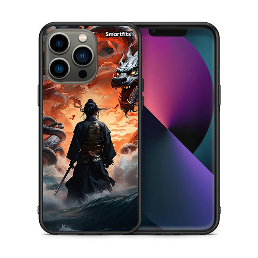 Θήκη iPhone 13 Pro Dragons Fight από τη Smartfits με σχέδιο στο πίσω μέρος και μαύρο περίβλημα | iPhone 13 Pro Dragons Fight case with colorful back and black bezels