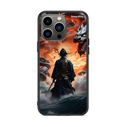 iPhone 13 Pro Dragons Fight θήκη από τη Smartfits με σχέδιο στο πίσω μέρος και μαύρο περίβλημα | Smartphone case with colorful back and black bezels by Smartfits