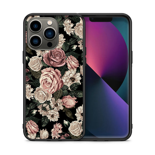Θήκη iPhone 13 Pro Wild Roses Flower από τη Smartfits με σχέδιο στο πίσω μέρος και μαύρο περίβλημα | iPhone 13 Pro Wild Roses Flower case with colorful back and black bezels
