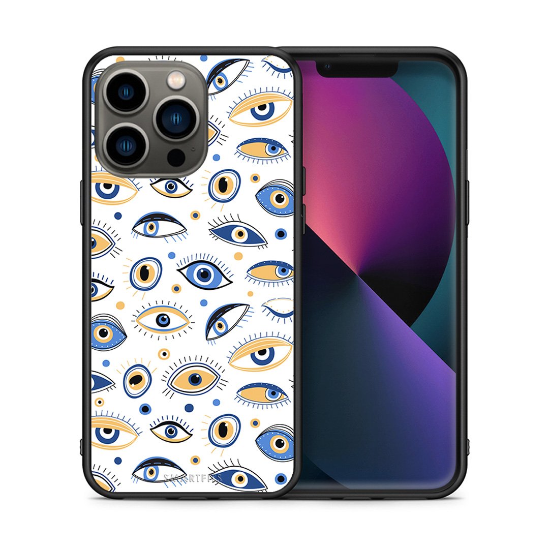 Θήκη iPhone 13 Pro Ftou Ftou από τη Smartfits με σχέδιο στο πίσω μέρος και μαύρο περίβλημα | iPhone 13 Pro Ftou Ftou case with colorful back and black bezels