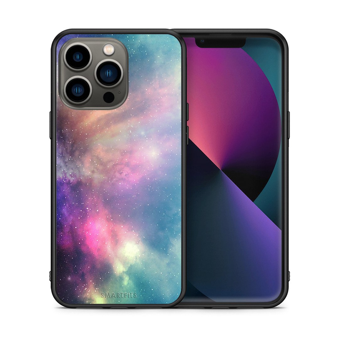 Θήκη iPhone 13 Pro Rainbow Galaxy από τη Smartfits με σχέδιο στο πίσω μέρος και μαύρο περίβλημα | iPhone 13 Pro Rainbow Galaxy case with colorful back and black bezels
