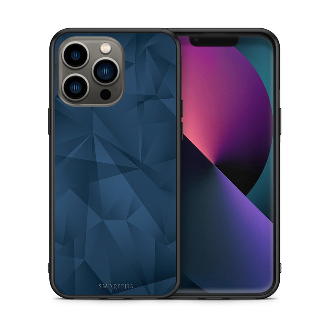Θήκη iPhone 13 Pro Blue Abstract Geometric από τη Smartfits με σχέδιο στο πίσω μέρος και μαύρο περίβλημα | iPhone 13 Pro Blue Abstract Geometric case with colorful back and black bezels