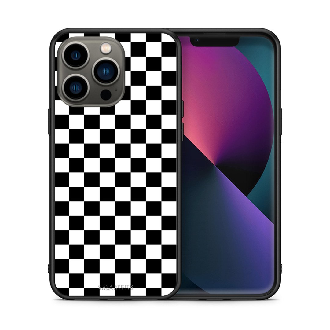 Θήκη iPhone 13 Pro Squares Geometric από τη Smartfits με σχέδιο στο πίσω μέρος και μαύρο περίβλημα | iPhone 13 Pro Squares Geometric case with colorful back and black bezels