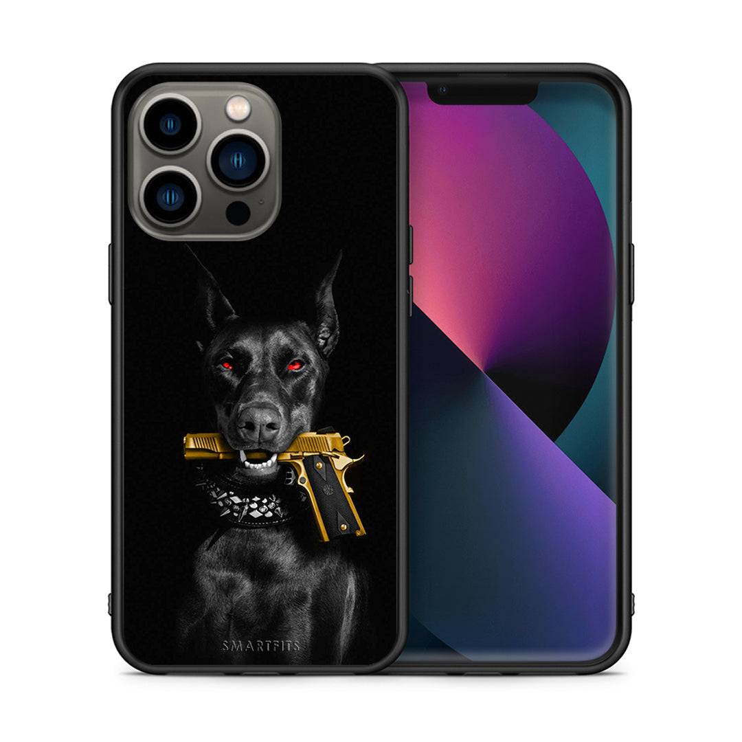 Θήκη Αγίου Βαλεντίνου iPhone 13 Pro Golden Gun από τη Smartfits με σχέδιο στο πίσω μέρος και μαύρο περίβλημα | iPhone 13 Pro Golden Gun case with colorful back and black bezels