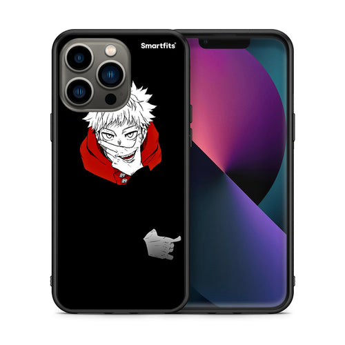 Θήκη iPhone 13 Pro Itadori Anime από τη Smartfits με σχέδιο στο πίσω μέρος και μαύρο περίβλημα | iPhone 13 Pro Itadori Anime case with colorful back and black bezels