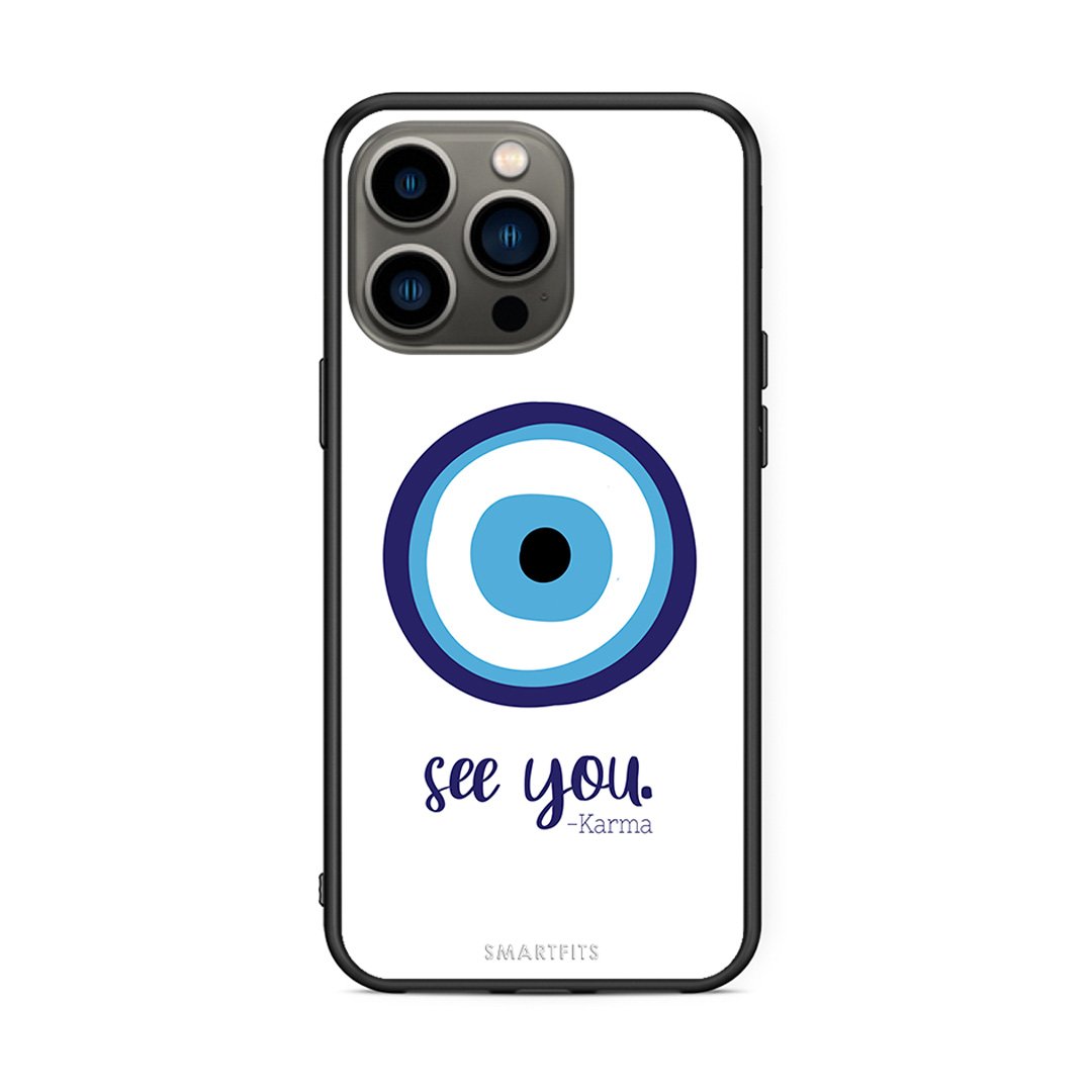 iPhone 13 Pro Karma Says θήκη από τη Smartfits με σχέδιο στο πίσω μέρος και μαύρο περίβλημα | Smartphone case with colorful back and black bezels by Smartfits