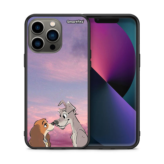 Θήκη iPhone 13 Pro Lady And Tramp από τη Smartfits με σχέδιο στο πίσω μέρος και μαύρο περίβλημα | iPhone 13 Pro Lady And Tramp case with colorful back and black bezels