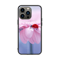 Thumbnail for iPhone 13 Pro Ladybug Flower θήκη από τη Smartfits με σχέδιο στο πίσω μέρος και μαύρο περίβλημα | Smartphone case with colorful back and black bezels by Smartfits