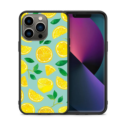 Θήκη iPhone 13 Pro Lemons από τη Smartfits με σχέδιο στο πίσω μέρος και μαύρο περίβλημα | iPhone 13 Pro Lemons case with colorful back and black bezels