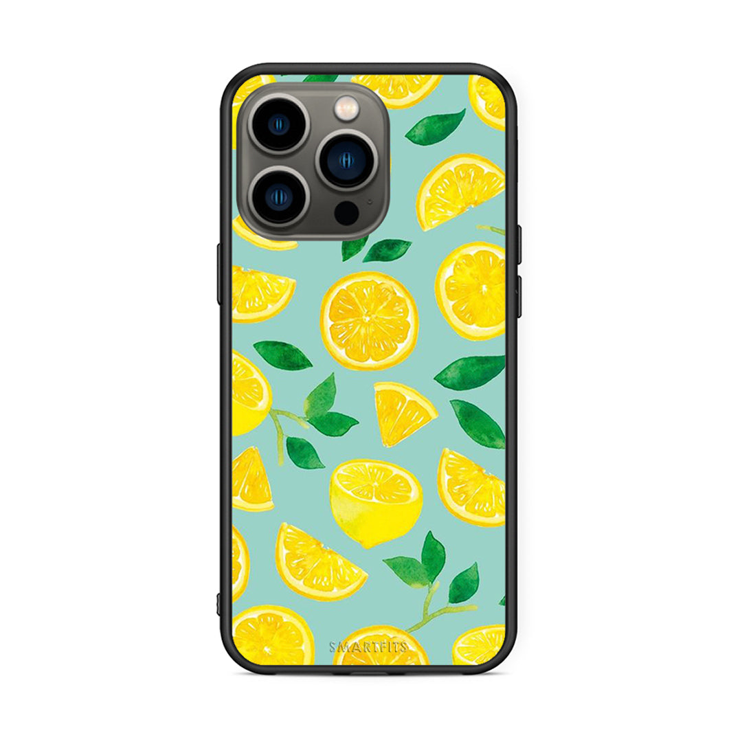 iPhone 13 Pro Lemons θήκη από τη Smartfits με σχέδιο στο πίσω μέρος και μαύρο περίβλημα | Smartphone case with colorful back and black bezels by Smartfits