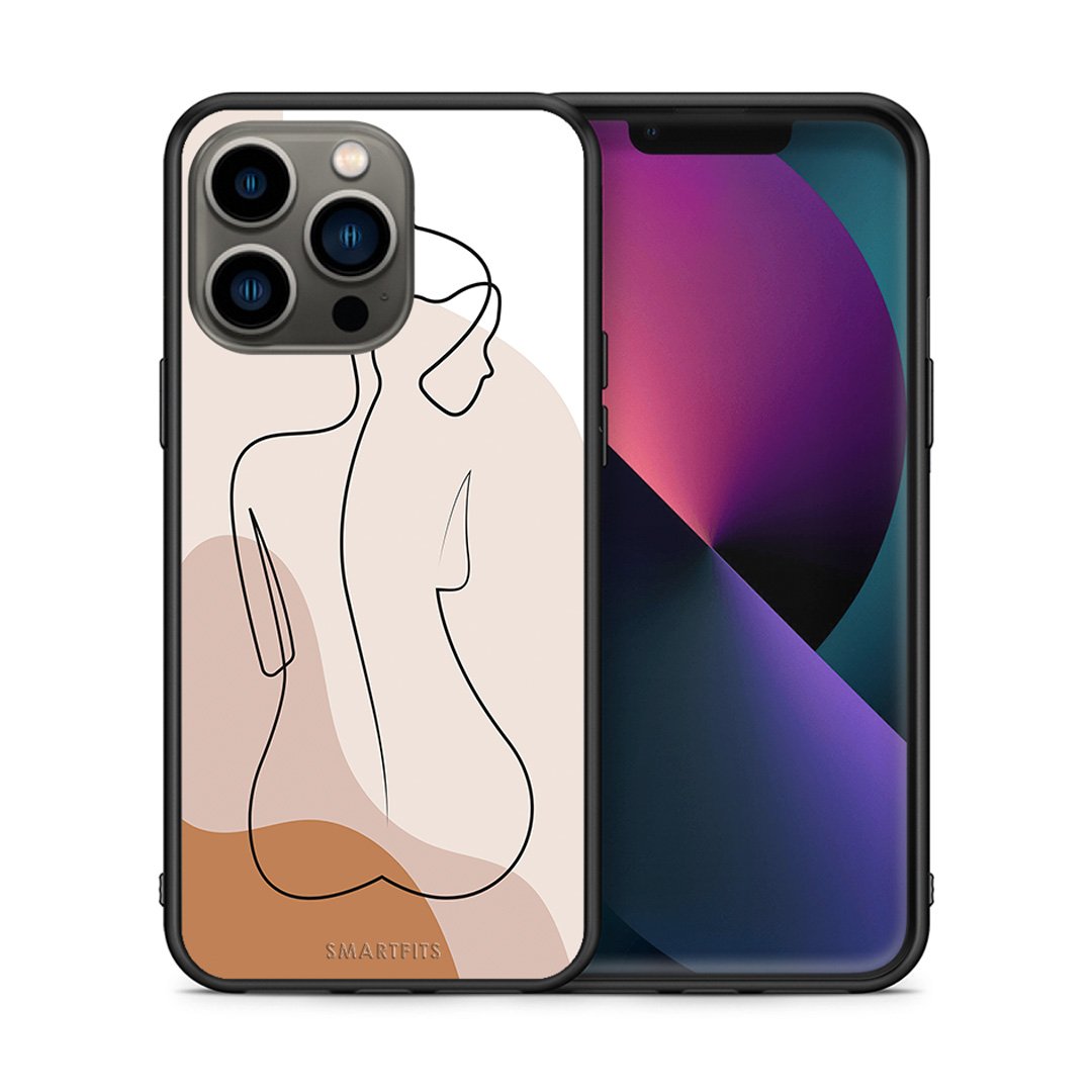 Θήκη iPhone 13 Pro LineArt Woman από τη Smartfits με σχέδιο στο πίσω μέρος και μαύρο περίβλημα | iPhone 13 Pro LineArt Woman case with colorful back and black bezels