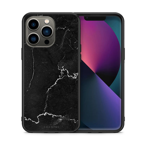 Θήκη iPhone 13 Pro Marble Black από τη Smartfits με σχέδιο στο πίσω μέρος και μαύρο περίβλημα | iPhone 13 Pro Marble Black case with colorful back and black bezels