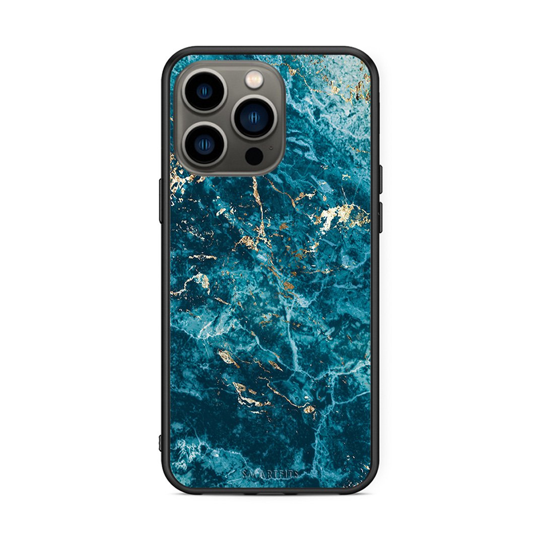 iPhone 13 Pro Marble Blue θήκη από τη Smartfits με σχέδιο στο πίσω μέρος και μαύρο περίβλημα | Smartphone case with colorful back and black bezels by Smartfits