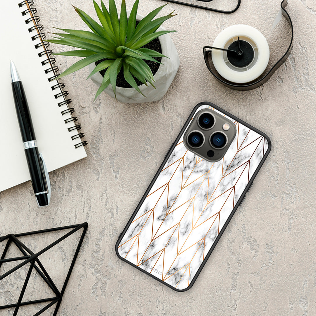 Marble Gold Geometric - iPhone 13 Pro θήκη