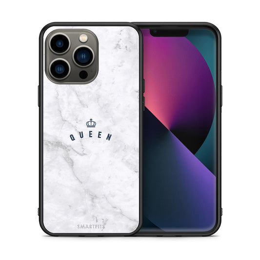 Θήκη iPhone 13 Pro Queen Marble από τη Smartfits με σχέδιο στο πίσω μέρος και μαύρο περίβλημα | iPhone 13 Pro Queen Marble case with colorful back and black bezels