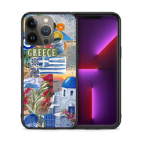 Thumbnail for Θήκη iPhone 13 Pro Max All Greek από τη Smartfits με σχέδιο στο πίσω μέρος και μαύρο περίβλημα | iPhone 13 Pro Max All Greek case with colorful back and black bezels