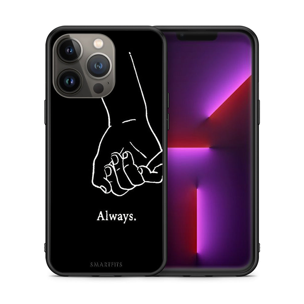 Θήκη Αγίου Βαλεντίνου iPhone 13 Pro Max Always & Forever 1 από τη Smartfits με σχέδιο στο πίσω μέρος και μαύρο περίβλημα | iPhone 13 Pro Max Always & Forever 1 case with colorful back and black bezels