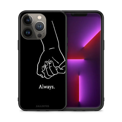 Θήκη Αγίου Βαλεντίνου iPhone 13 Pro Max Always & Forever 1 από τη Smartfits με σχέδιο στο πίσω μέρος και μαύρο περίβλημα | iPhone 13 Pro Max Always & Forever 1 case with colorful back and black bezels