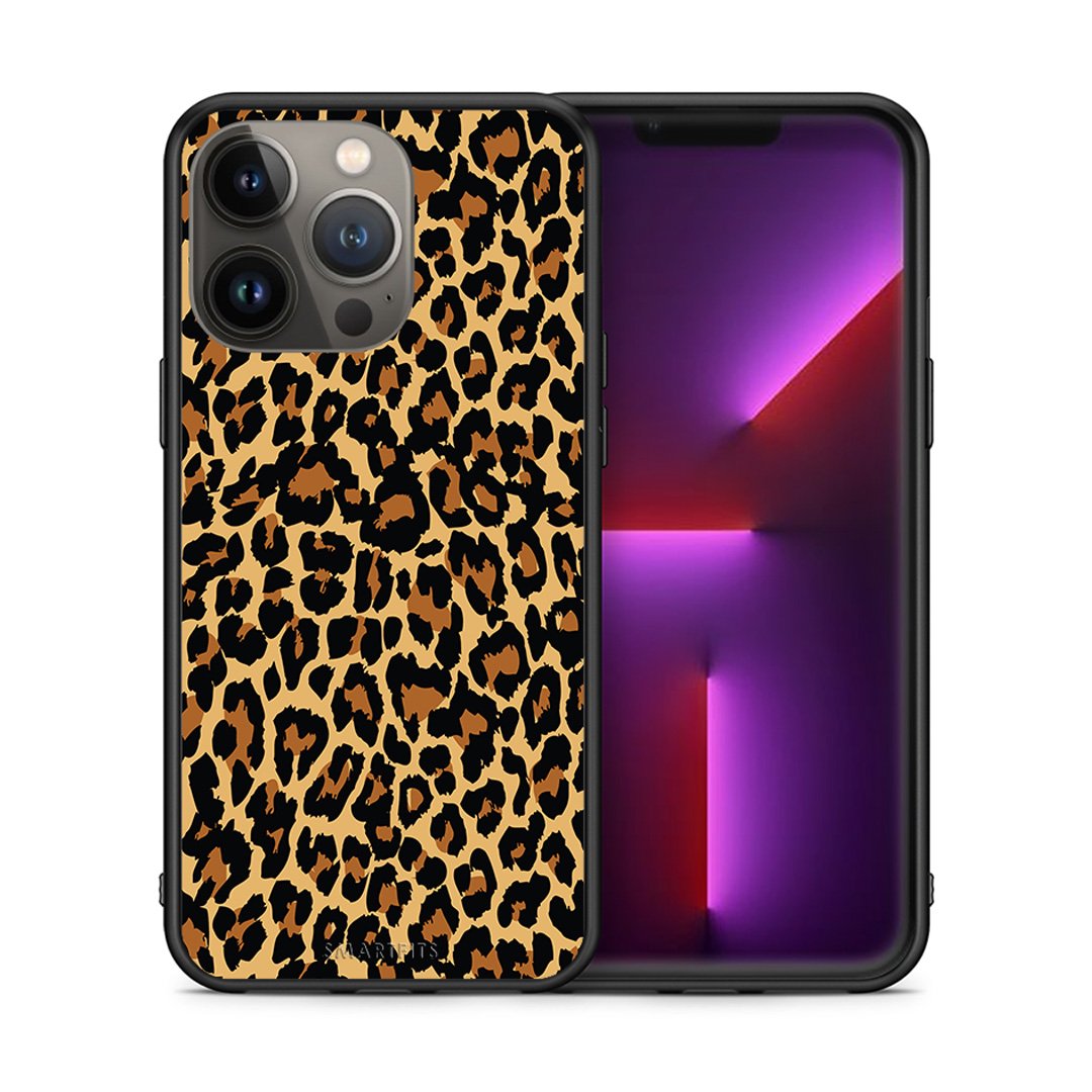 Θήκη iPhone 13 Pro Max Leopard Animal από τη Smartfits με σχέδιο στο πίσω μέρος και μαύρο περίβλημα | iPhone 13 Pro Max Leopard Animal case with colorful back and black bezels