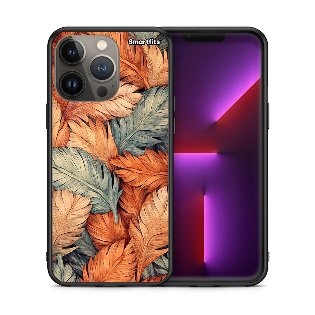 Θήκη iPhone 13 Pro Max Autumn Leaves από τη Smartfits με σχέδιο στο πίσω μέρος και μαύρο περίβλημα | iPhone 13 Pro Max Autumn Leaves case with colorful back and black bezels