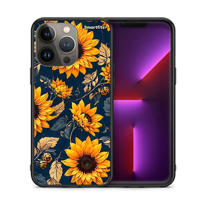 Θήκη iPhone 13 Pro Max Autumn Sunflowers από τη Smartfits με σχέδιο στο πίσω μέρος και μαύρο περίβλημα | iPhone 13 Pro Max Autumn Sunflowers case with colorful back and black bezels