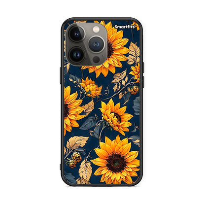 iPhone 13 Pro Max Autumn Sunflowers Θήκη από τη Smartfits με σχέδιο στο πίσω μέρος και μαύρο περίβλημα | Smartphone case with colorful back and black bezels by Smartfits