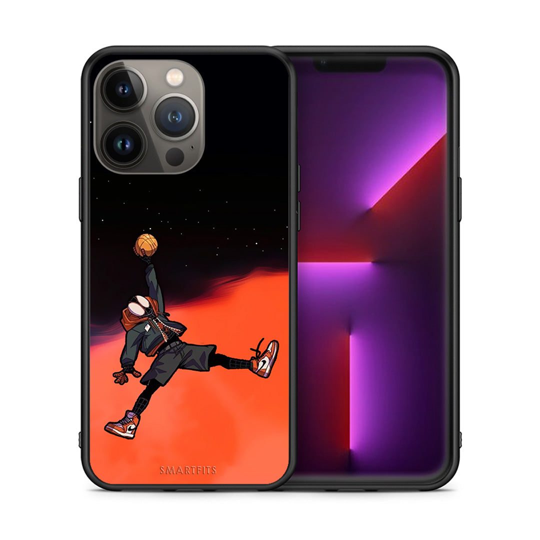 Θήκη iPhone 13 Pro Max Basketball Hero από τη Smartfits με σχέδιο στο πίσω μέρος και μαύρο περίβλημα | iPhone 13 Pro Max Basketball Hero case with colorful back and black bezels
