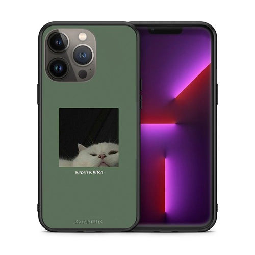 Θήκη iPhone 13 Pro Max Bitch Surprise από τη Smartfits με σχέδιο στο πίσω μέρος και μαύρο περίβλημα | iPhone 13 Pro Max Bitch Surprise case with colorful back and black bezels
