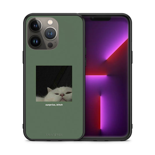 Θήκη iPhone 13 Pro Max Bitch Surprise από τη Smartfits με σχέδιο στο πίσω μέρος και μαύρο περίβλημα | iPhone 13 Pro Max Bitch Surprise case with colorful back and black bezels
