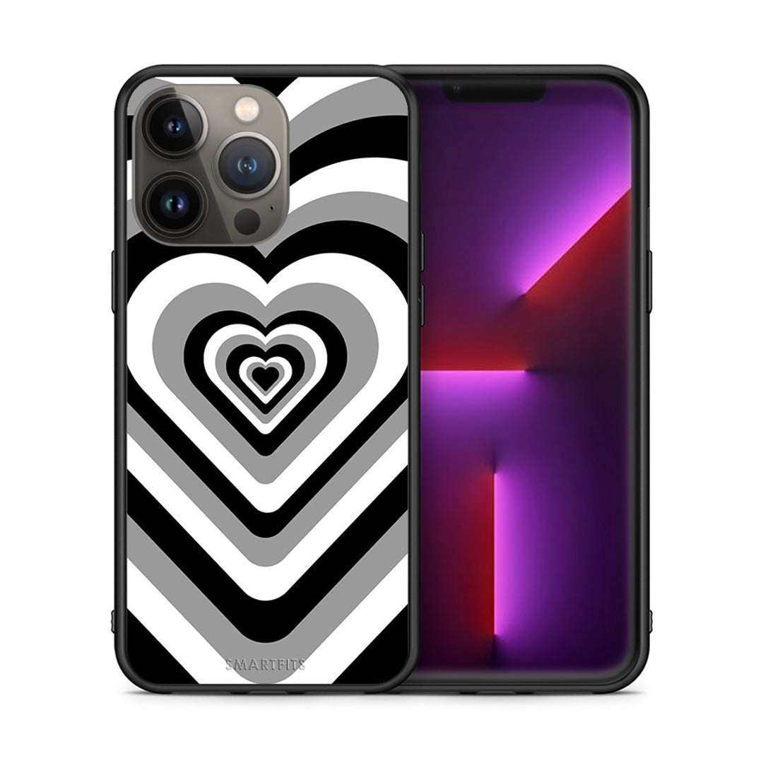 Θήκη iPhone 13 Pro Max Black Hearts από τη Smartfits με σχέδιο στο πίσω μέρος και μαύρο περίβλημα | iPhone 13 Pro Max Black Hearts case with colorful back and black bezels