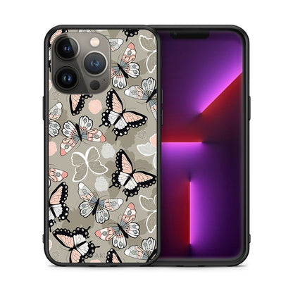 Θήκη iPhone 13 Pro Max Butterflies Boho από τη Smartfits με σχέδιο στο πίσω μέρος και μαύρο περίβλημα | iPhone 13 Pro Max Butterflies Boho case with colorful back and black bezels