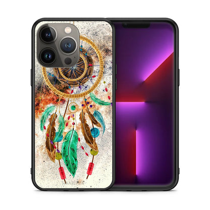 Θήκη iPhone 13 Pro Max DreamCatcher Boho από τη Smartfits με σχέδιο στο πίσω μέρος και μαύρο περίβλημα | iPhone 13 Pro Max DreamCatcher Boho case with colorful back and black bezels