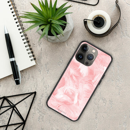 Boho Pink Feather - iPhone 13 Pro Max θήκη