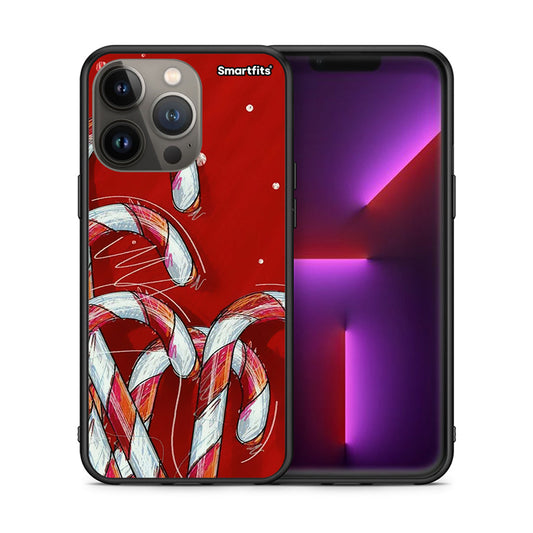 Θήκη iPhone 13 Pro Max Candy Cane από τη Smartfits με σχέδιο στο πίσω μέρος και μαύρο περίβλημα | iPhone 13 Pro Max Candy Cane case with colorful back and black bezels