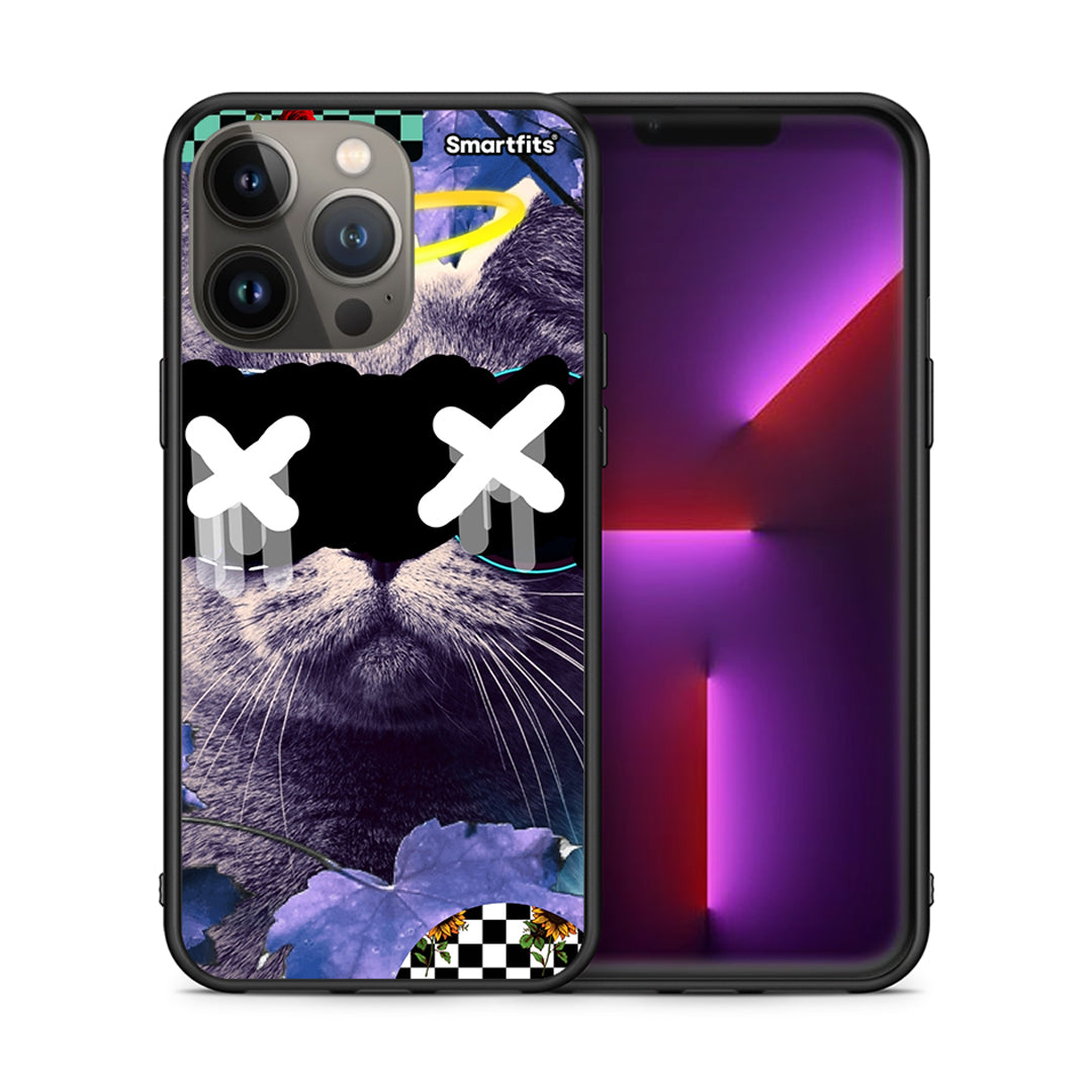 Θήκη iPhone 13 Pro Max Cat Collage από τη Smartfits με σχέδιο στο πίσω μέρος και μαύρο περίβλημα | iPhone 13 Pro Max Cat Collage case with colorful back and black bezels