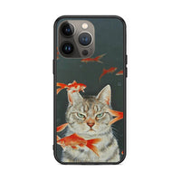 Thumbnail for iPhone 13 Pro Max Cat Goldfish θήκη από τη Smartfits με σχέδιο στο πίσω μέρος και μαύρο περίβλημα | Smartphone case with colorful back and black bezels by Smartfits