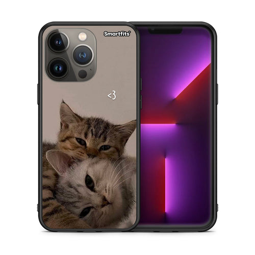 Θήκη iPhone 13 Pro Max Cats In Love από τη Smartfits με σχέδιο στο πίσω μέρος και μαύρο περίβλημα | iPhone 13 Pro Max Cats In Love case with colorful back and black bezels