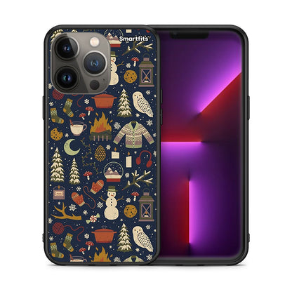 Θήκη iPhone 13 Pro Max Christmas Elements από τη Smartfits με σχέδιο στο πίσω μέρος και μαύρο περίβλημα | iPhone 13 Pro Max Christmas Elements case with colorful back and black bezels