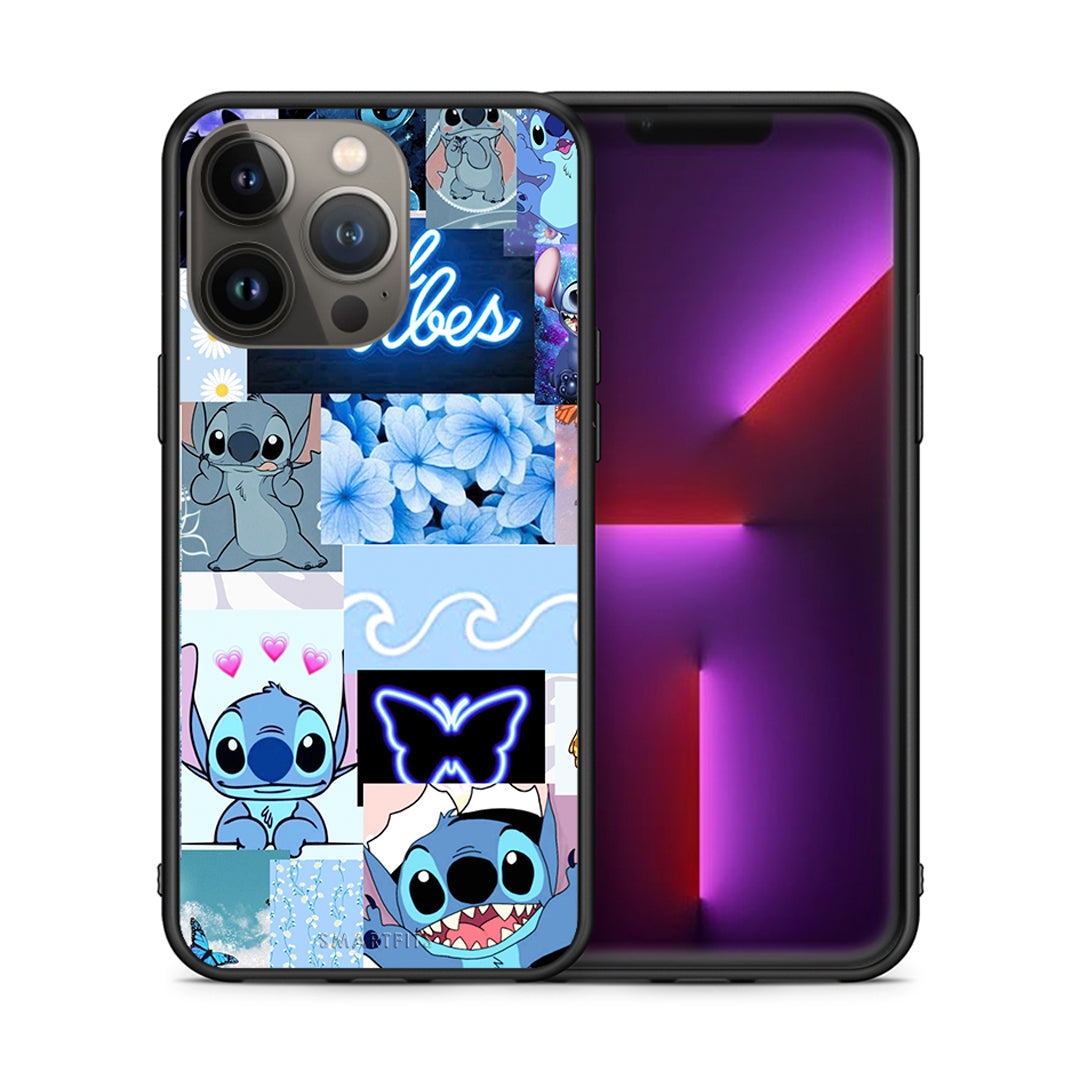 Θήκη Αγίου Βαλεντίνου iPhone 13 Pro Max Collage Good Vibes από τη Smartfits με σχέδιο στο πίσω μέρος και μαύρο περίβλημα | iPhone 13 Pro Max Collage Good Vibes case with colorful back and black bezels