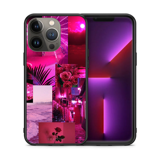 Θήκη Αγίου Βαλεντίνου iPhone 13 Pro Max Collage Red Roses από τη Smartfits με σχέδιο στο πίσω μέρος και μαύρο περίβλημα | iPhone 13 Pro Max Collage Red Roses case with colorful back and black bezels