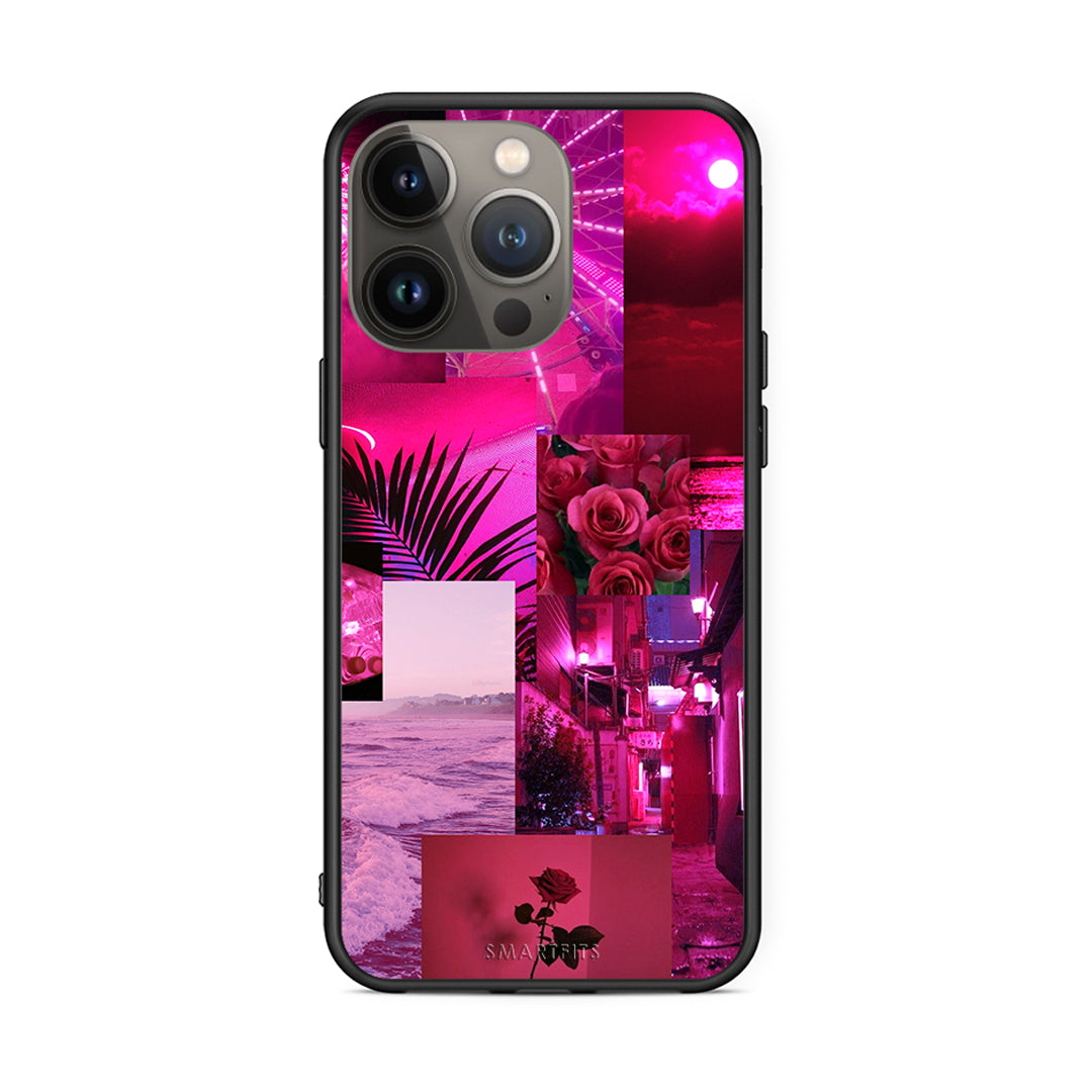 iPhone 13 Pro Max Collage Red Roses Θήκη Αγίου Βαλεντίνου από τη Smartfits με σχέδιο στο πίσω μέρος και μαύρο περίβλημα | Smartphone case with colorful back and black bezels by Smartfits