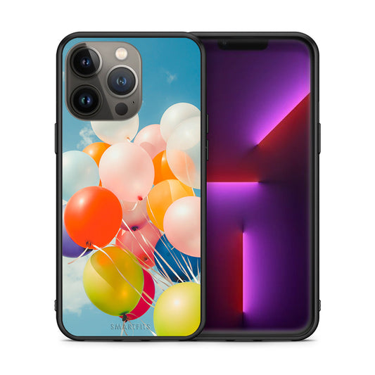 Θήκη iPhone 13 Pro Max Colorful Balloons από τη Smartfits με σχέδιο στο πίσω μέρος και μαύρο περίβλημα | iPhone 13 Pro Max Colorful Balloons case with colorful back and black bezels