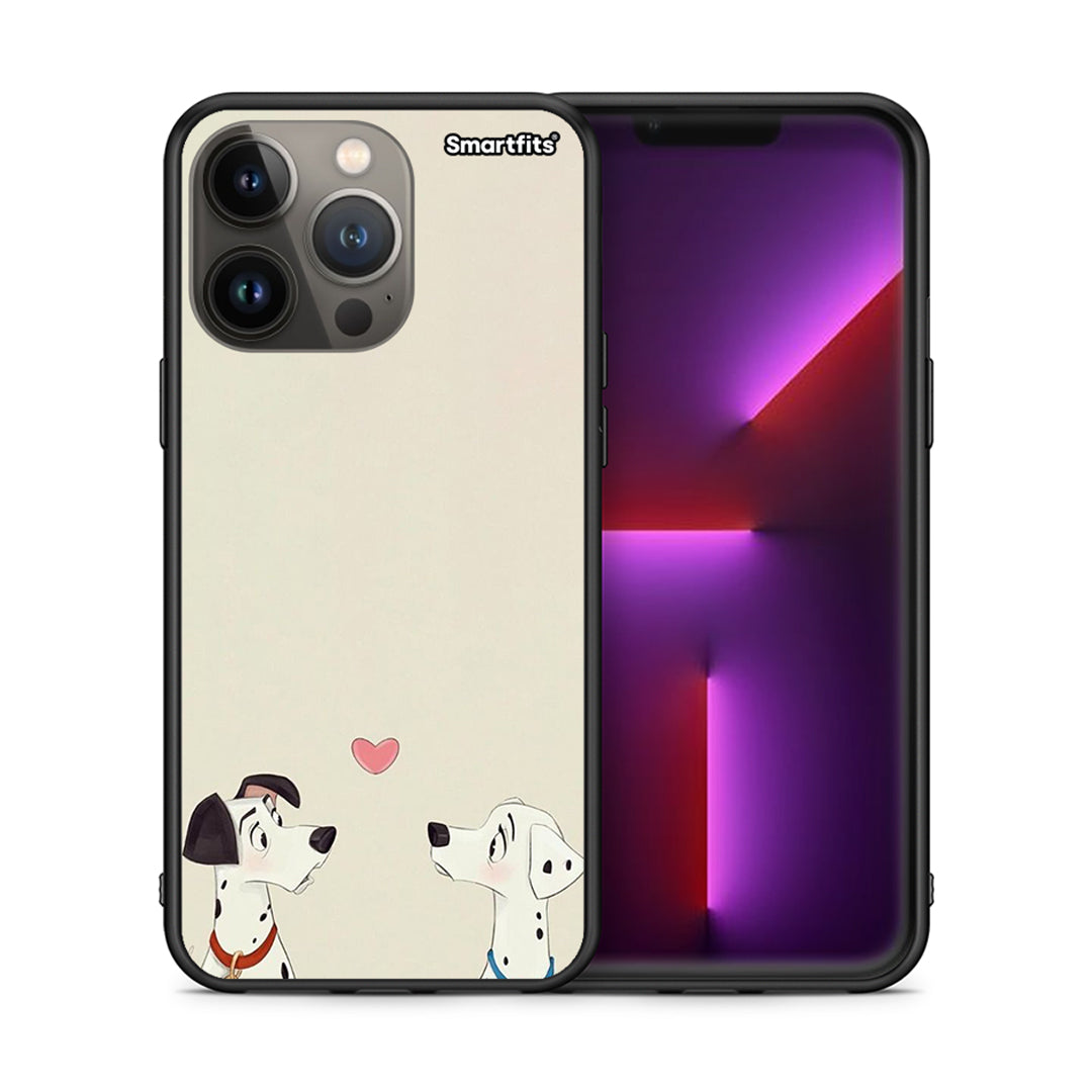 Θήκη iPhone 13 Pro Max Dalmatians Love από τη Smartfits με σχέδιο στο πίσω μέρος και μαύρο περίβλημα | iPhone 13 Pro Max Dalmatians Love case with colorful back and black bezels