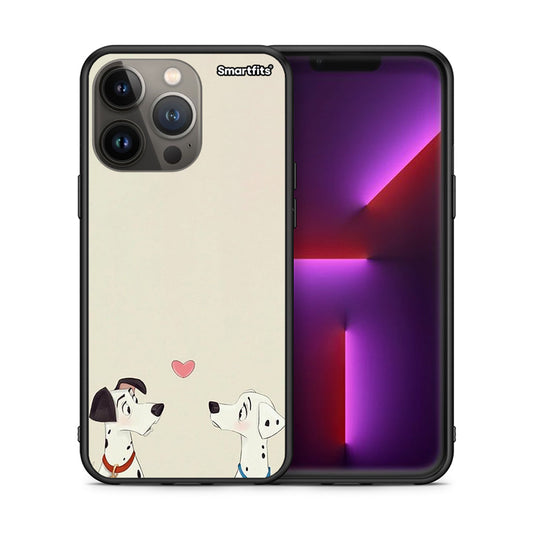 Θήκη iPhone 13 Pro Max Dalmatians Love από τη Smartfits με σχέδιο στο πίσω μέρος και μαύρο περίβλημα | iPhone 13 Pro Max Dalmatians Love case with colorful back and black bezels