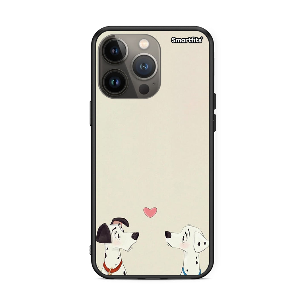 iPhone 13 Pro Max Dalmatians Love θήκη από τη Smartfits με σχέδιο στο πίσω μέρος και μαύρο περίβλημα | Smartphone case with colorful back and black bezels by Smartfits