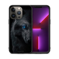 Thumbnail for Θήκη iPhone 13 Pro Max Dark Wolf από τη Smartfits με σχέδιο στο πίσω μέρος και μαύρο περίβλημα | iPhone 13 Pro Max Dark Wolf case with colorful back and black bezels