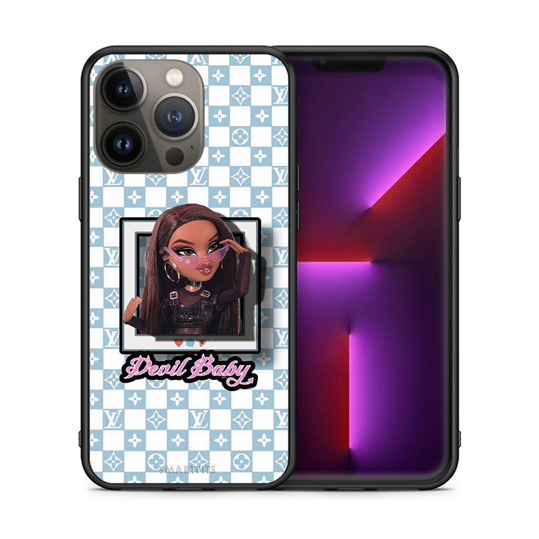 Θήκη Αγίου Βαλεντίνου iPhone 13 Pro Max Devil Baby από τη Smartfits με σχέδιο στο πίσω μέρος και μαύρο περίβλημα | iPhone 13 Pro Max Devil Baby case with colorful back and black bezels