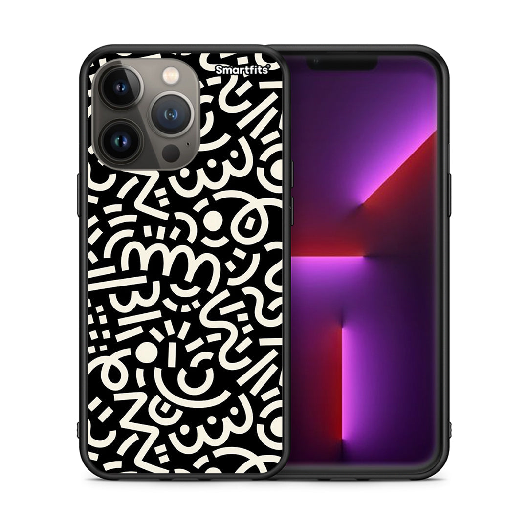 Θήκη iPhone 13 Pro Max Doodle Art από τη Smartfits με σχέδιο στο πίσω μέρος και μαύρο περίβλημα | iPhone 13 Pro Max Doodle Art case with colorful back and black bezels