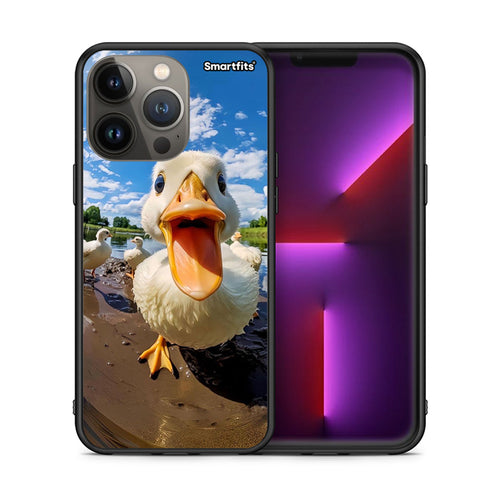Θήκη iPhone 13 Pro Max Duck Face από τη Smartfits με σχέδιο στο πίσω μέρος και μαύρο περίβλημα | iPhone 13 Pro Max Duck Face case with colorful back and black bezels